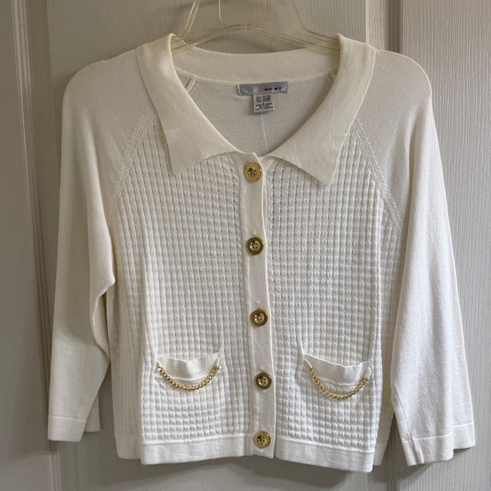 Women's White Cardigan Sweater